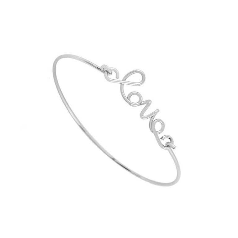 Bracelet Jonc Love Argent Aimy Bijoux Fantaisie