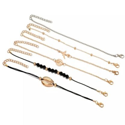 Ensemble bracelets coquillage dore