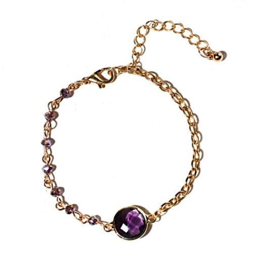 Bracelet createur pierre violette