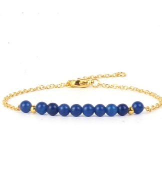 Bracelet dore pierre bleue