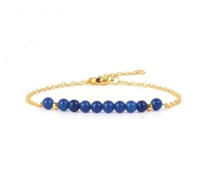 Bracelet dore pierre bleue