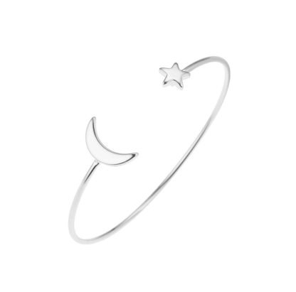 Bracelet jonc lune etoile argent