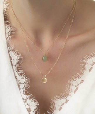 collier multirang pierre verte