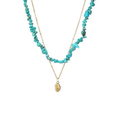 Collier coquillage pierre turquoise