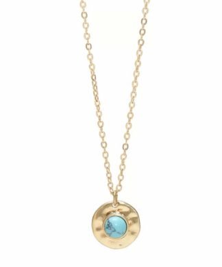 Collier pierre ronde turquoise