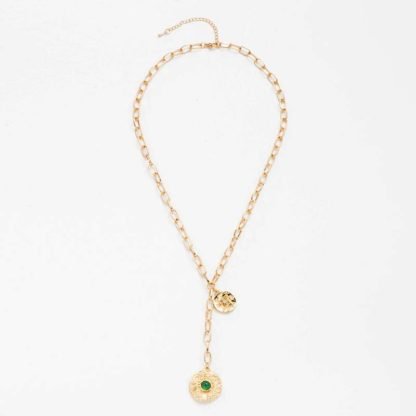 Collier tendance 2020 medaille verte femme