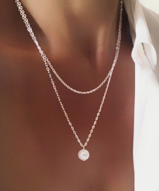 Collier perle fantaisie argent