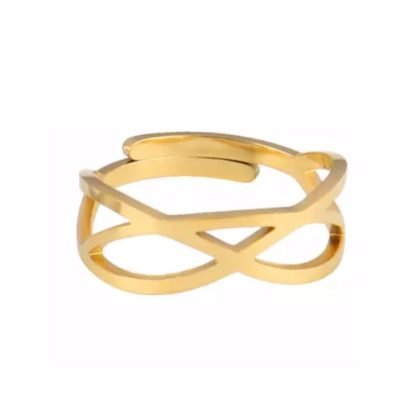 Bague acier dore