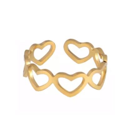 Bague ouverte coeur plaque or