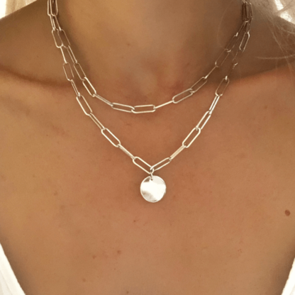 collier gros maillon argent