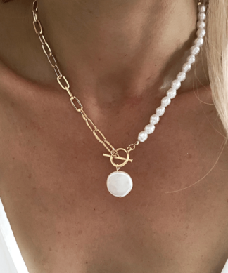 collier grosse perle blanche