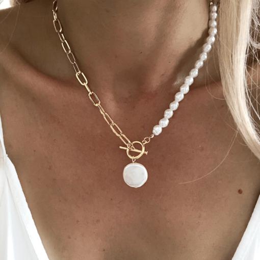 collier grosse perle blanche