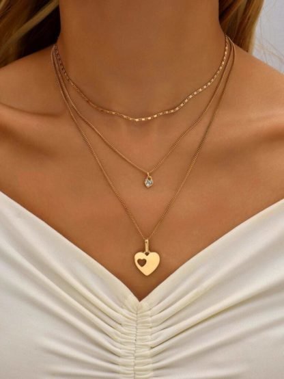 collier multirang coeurs strass