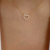 collier petit coeur strass plaque or