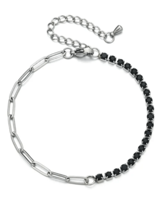 Bracelet argent zirconium noir