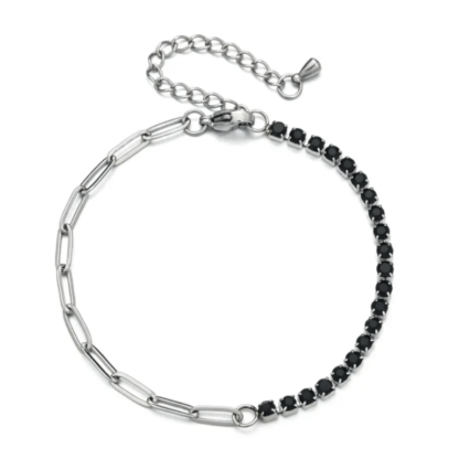 Bracelet argent zirconium noir