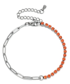Bracelet argent zirconium orange