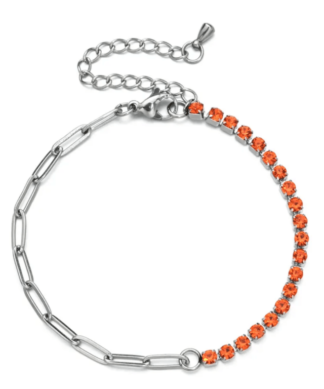 Bracelet argent zirconium orange