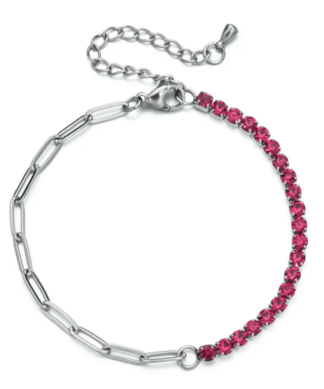 Bracelet argent zirconium rose