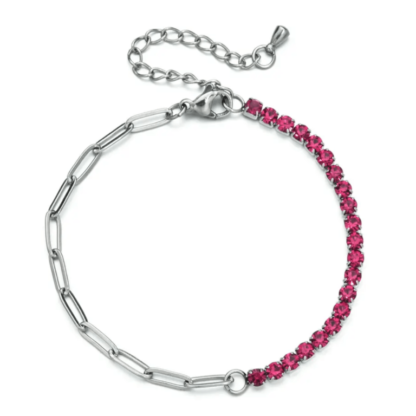 Bracelet argent zirconium rose