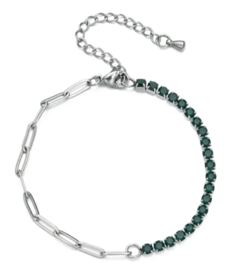 Bracelet argent zirconium vert