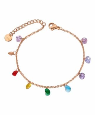 Bracelet or rose oxydes de zirconium multicolore