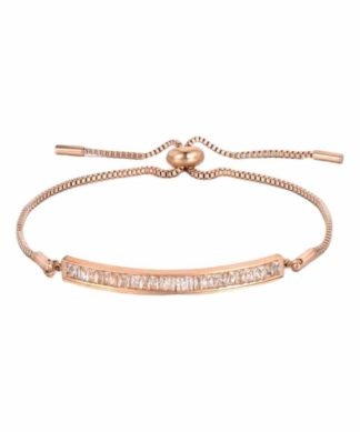 Bracelet oxydes de zirconium plaque or rose