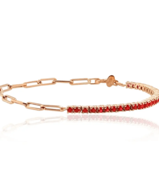 Bracelet oxydes de zirconium rouge tendance 2024