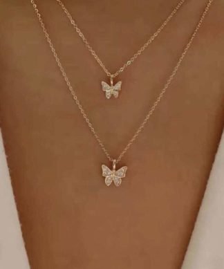 Collier papillon oxydes de zirconium