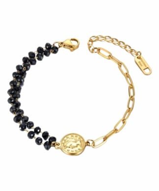 Bracelet dore strass noir