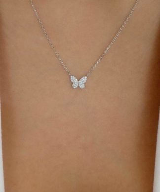 collier chaine fine papillon argent