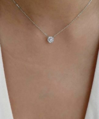 collier solitaire argente