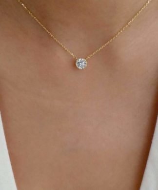 collier solitaire dore