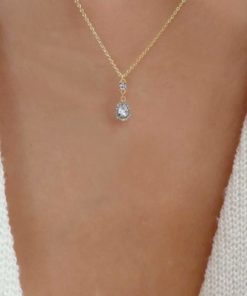 collier solitaire plaque or