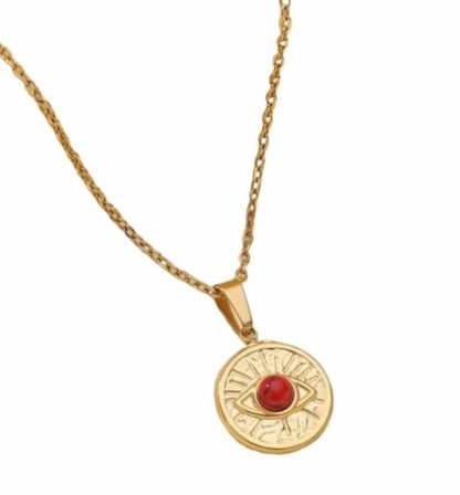 Collier porte-bonheur pierre rouge