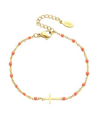 bracelet croix chaine corail