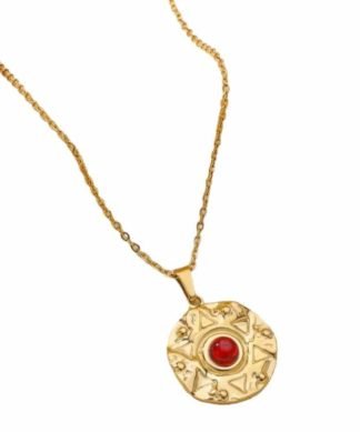 collier ethnique pierre rouge