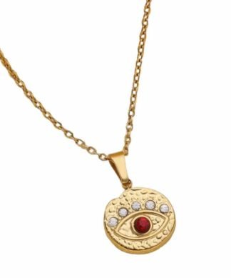 Collier oeil de turc pierre rouge