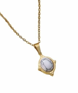 collier petite medaille blanche