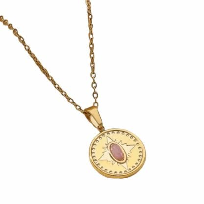 Collier porte-bonheur pierre rose